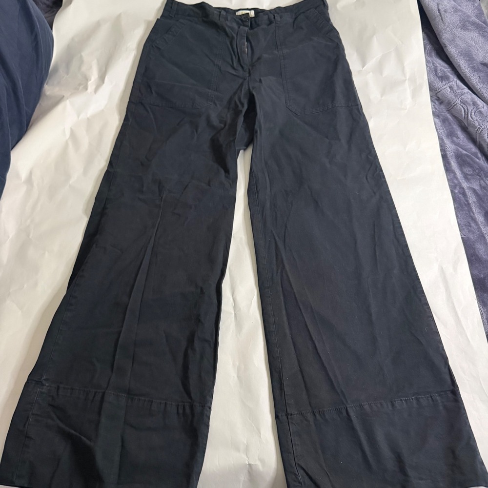 Maeve Anthropologie‎ Wide Leg Utility Pants Womens 14 Black Flare Trousers